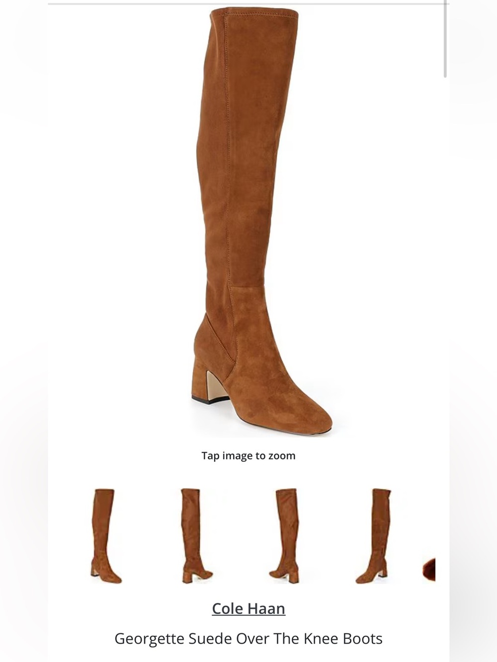 Cole Haan Georgette Over-the-Knee Suede Boots in Chestnut